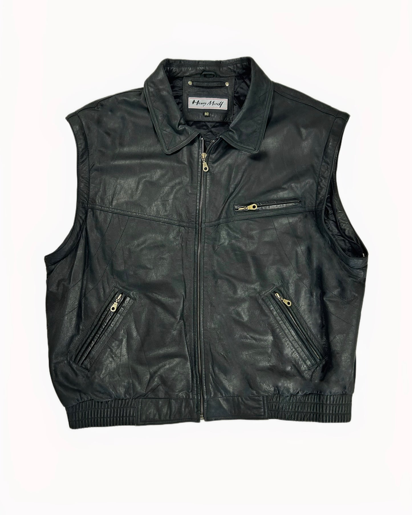 USED-SIZE 3XL Leather vest for motorcycling